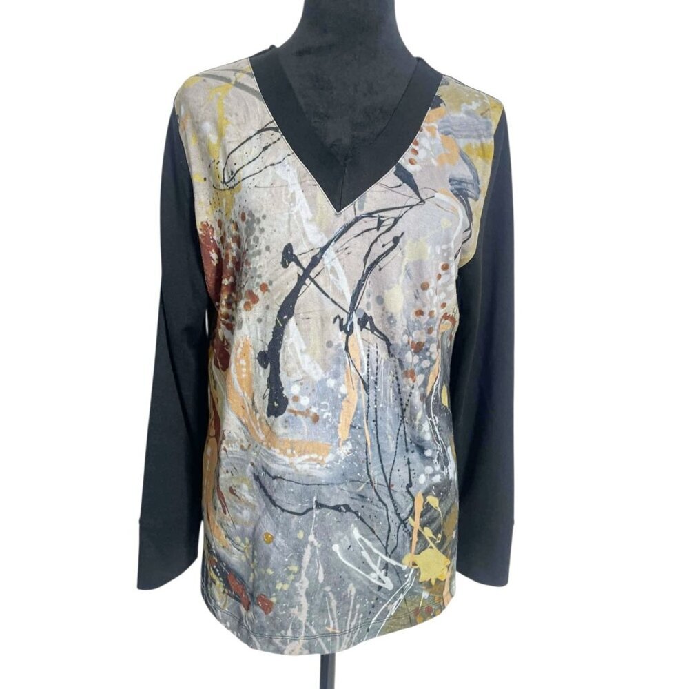 Simply Art by Dolcezza Size Medium Top Blouse Boho Shirt Long Sleeve Art to Wear